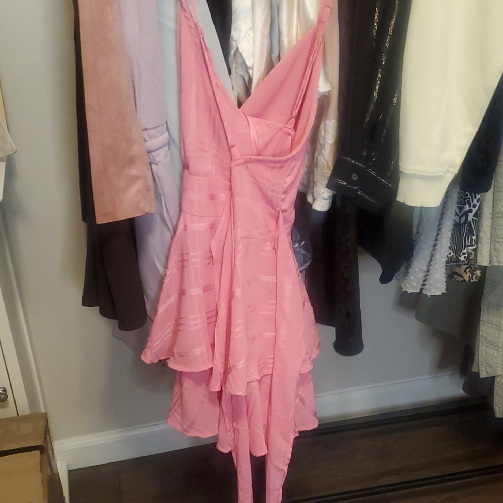 Pink Lily Pink V-Neck Tiered Mini Dress - Picture 4 of 6